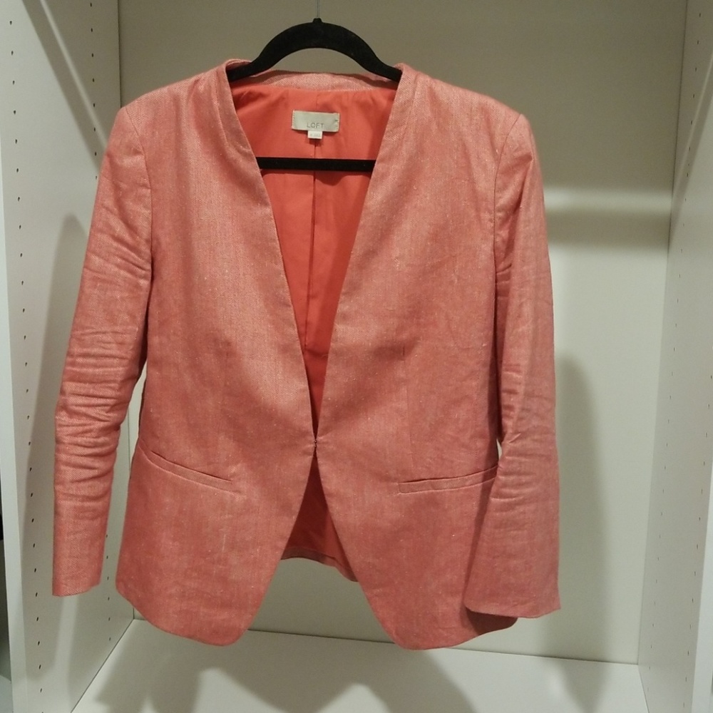 LOFT Cranberry Linen Blazer